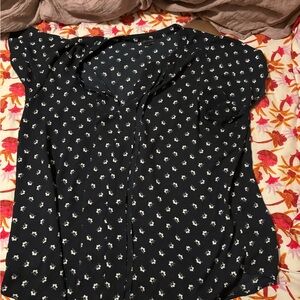 Ann Taylor Blue and White Floral Blouse